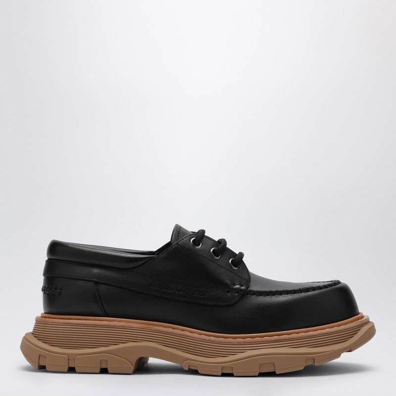 BLACK LEATHER LACE-UP WITH MAXI SOLE - fashionupstore1