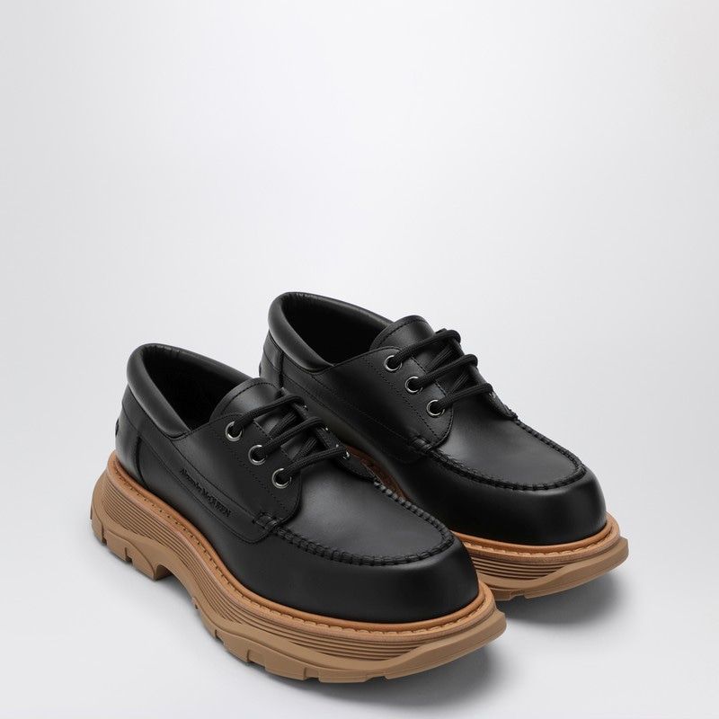 BLACK LEATHER LACE-UP WITH MAXI SOLE - fashionupstore1