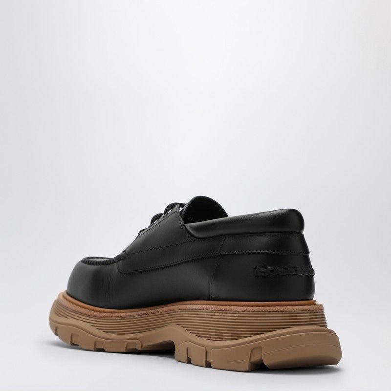BLACK LEATHER LACE-UP WITH MAXI SOLE - fashionupstore1
