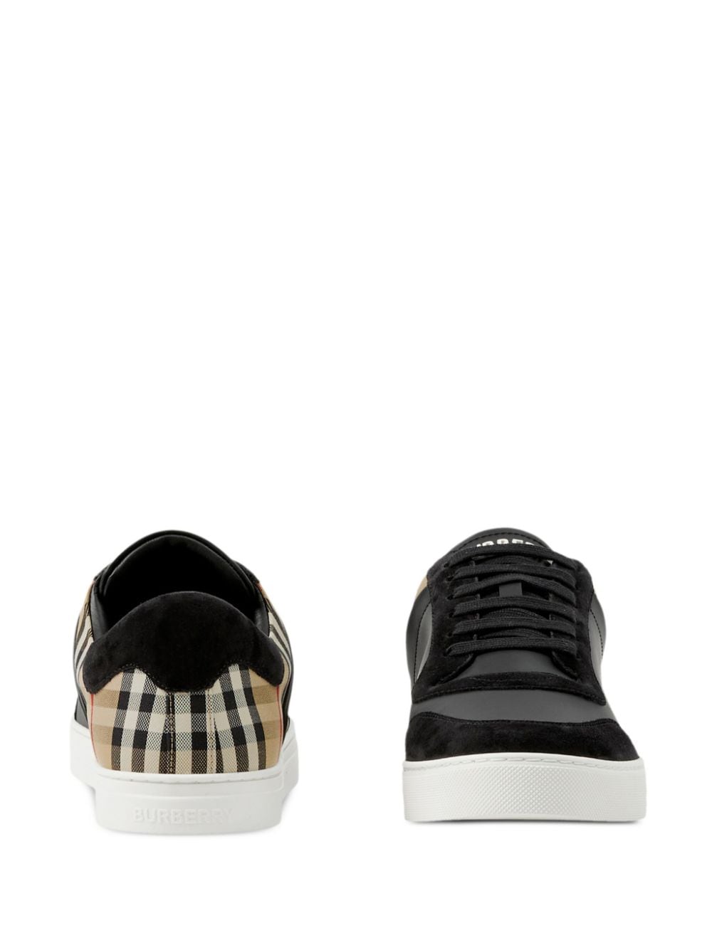 CHECK AND LEATHER SNEAKERS - fashionupstore1
