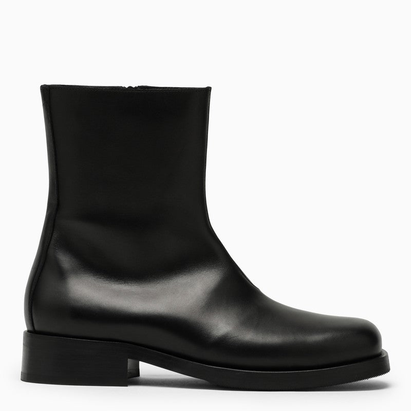BLACK LEATHER ANKLE BOOT - fashionupstore1