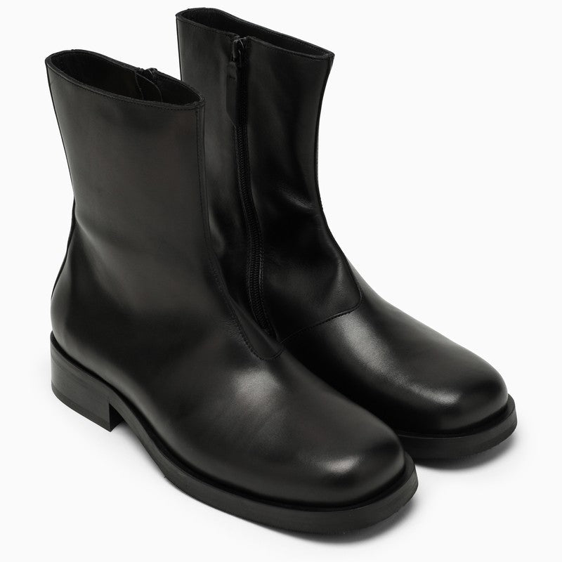 BLACK LEATHER ANKLE BOOT - fashionupstore1