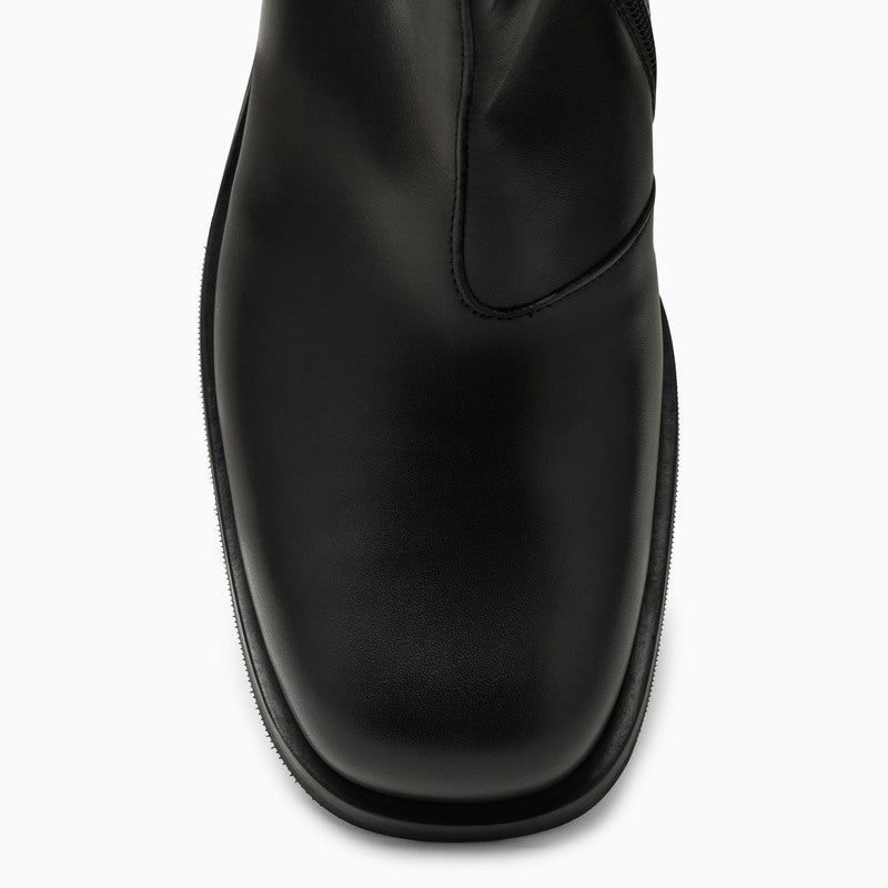 BLACK LEATHER ANKLE BOOT - fashionupstore1