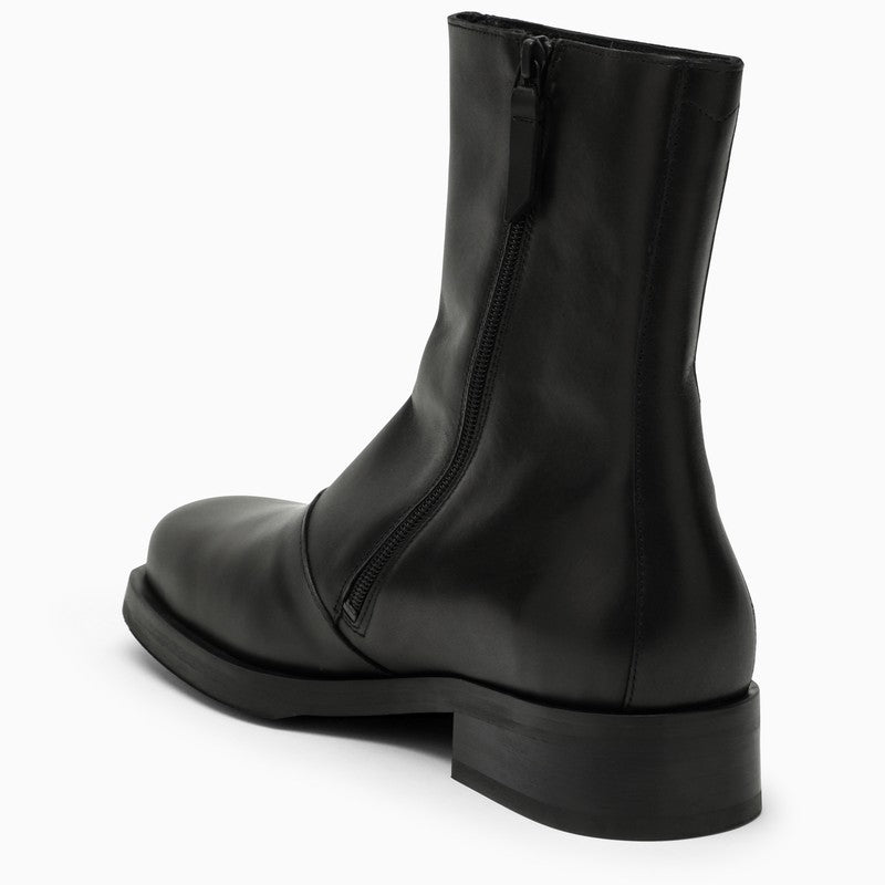 BLACK LEATHER ANKLE BOOT - fashionupstore1
