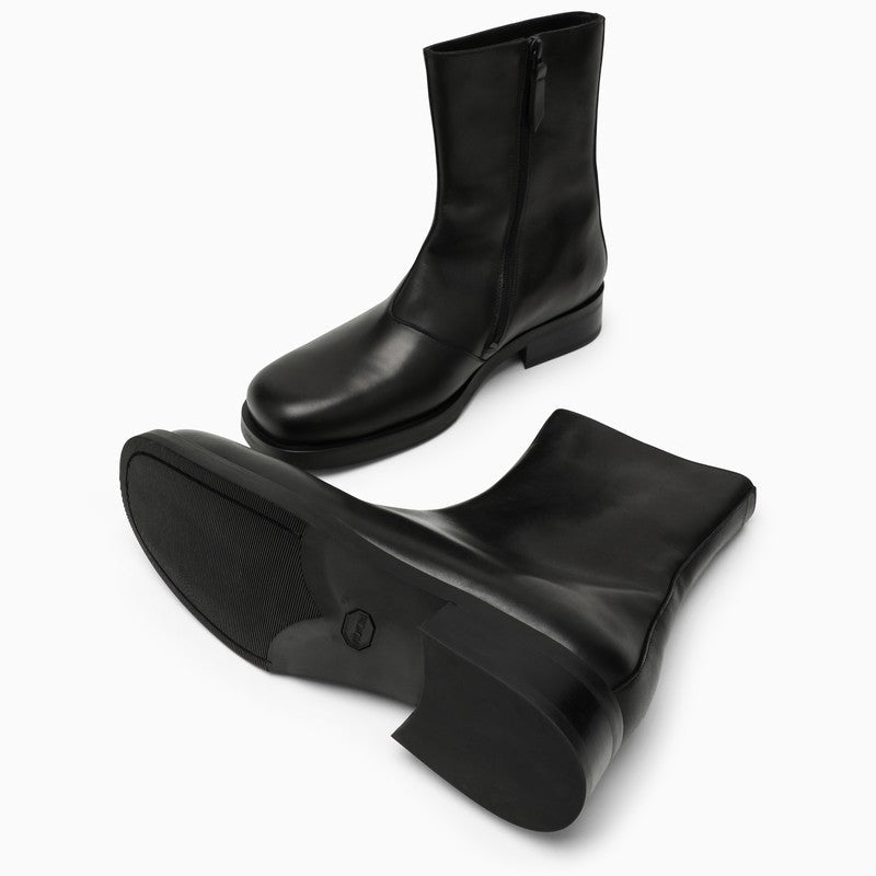 BLACK LEATHER ANKLE BOOT - fashionupstore1