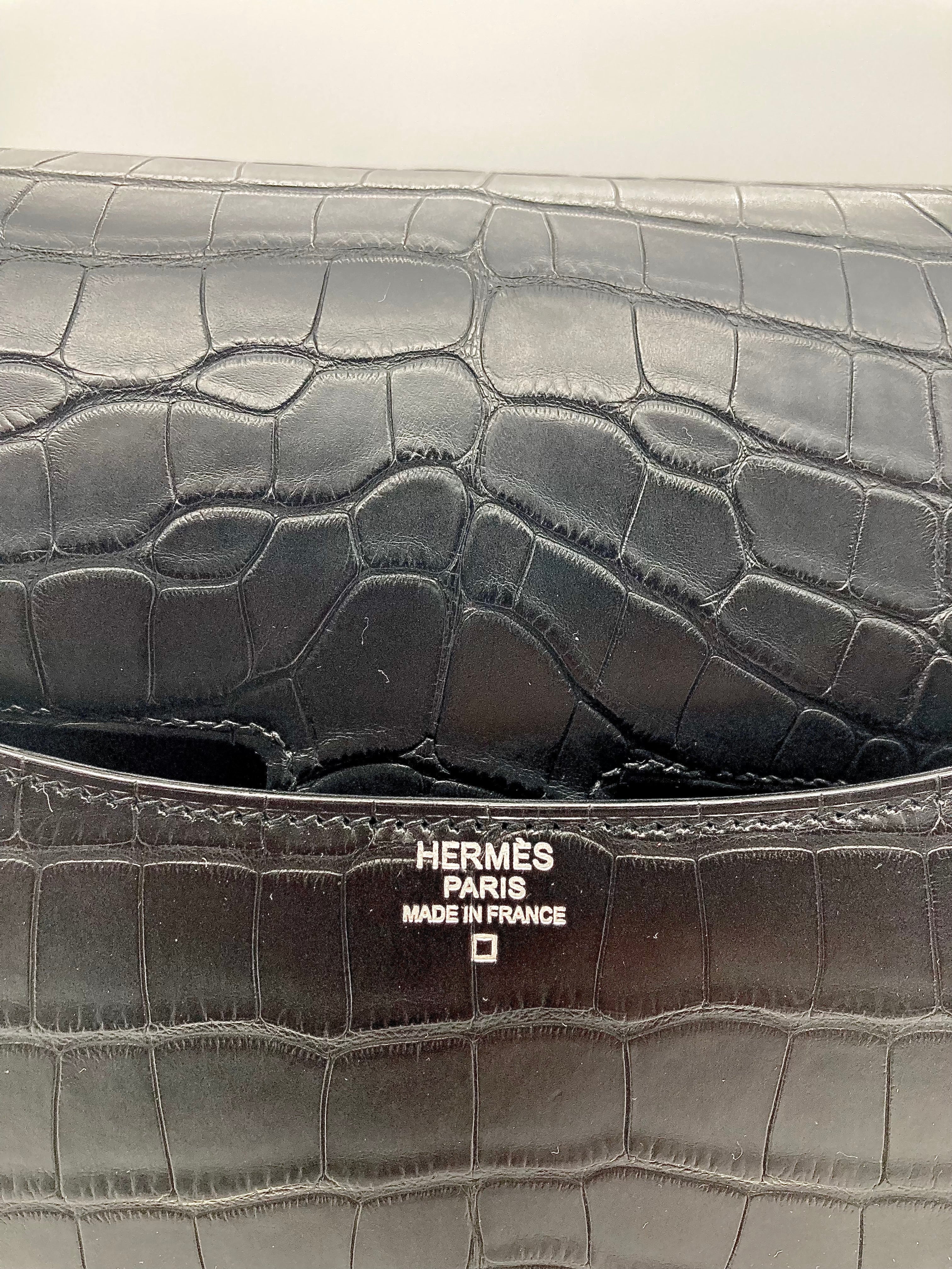 HRMS Constance 24 Matte Black Alligator Palladium Hardware - fashionupstore1