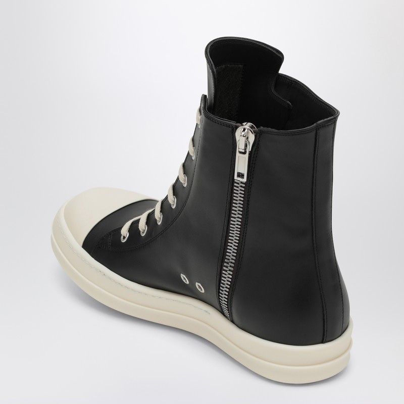 HIGH BLACK/WHITE LEATHER TRAINER - fashionupstore1
