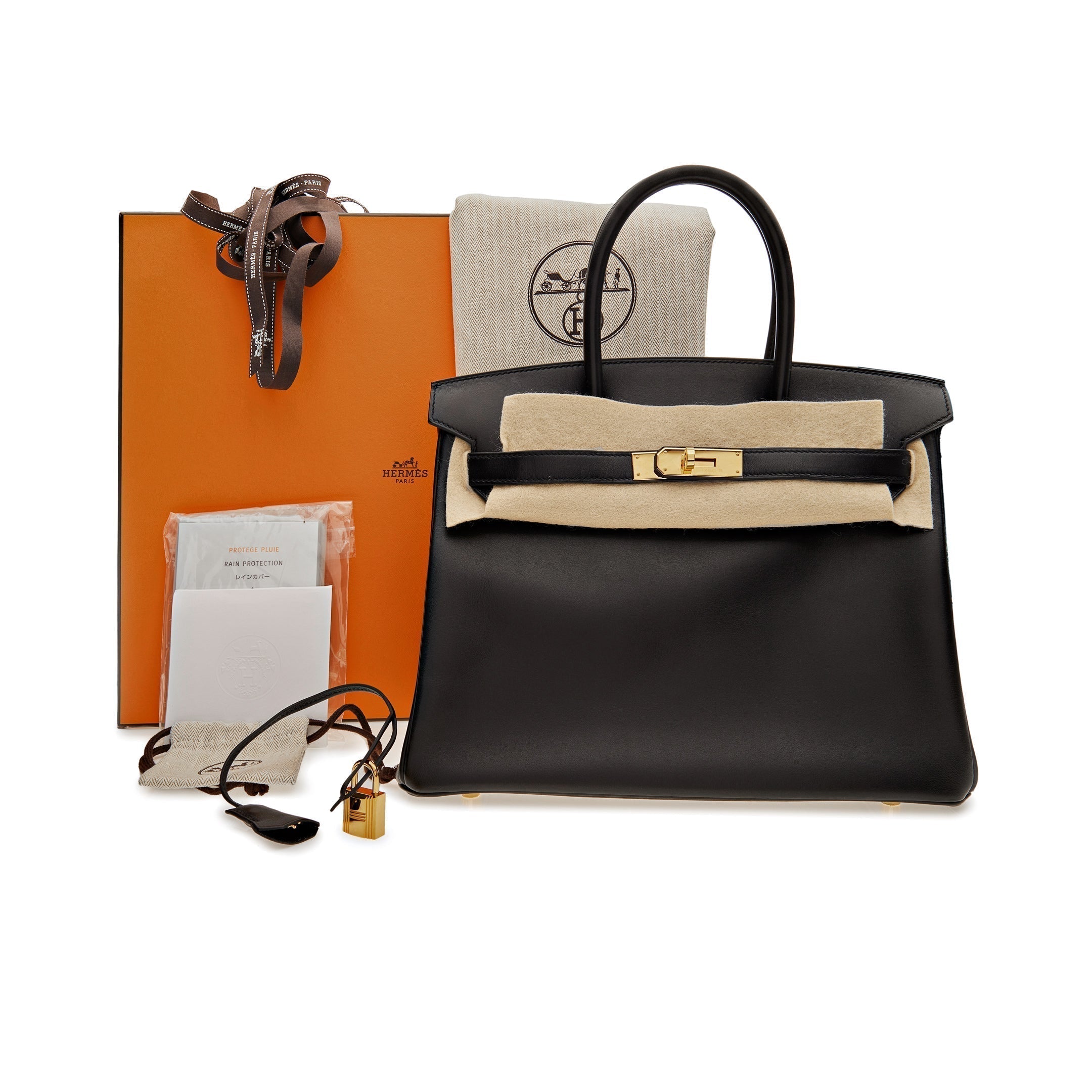 HRMS Birkin 30 Black Box Leather Gold Hardware - fashionupstore1