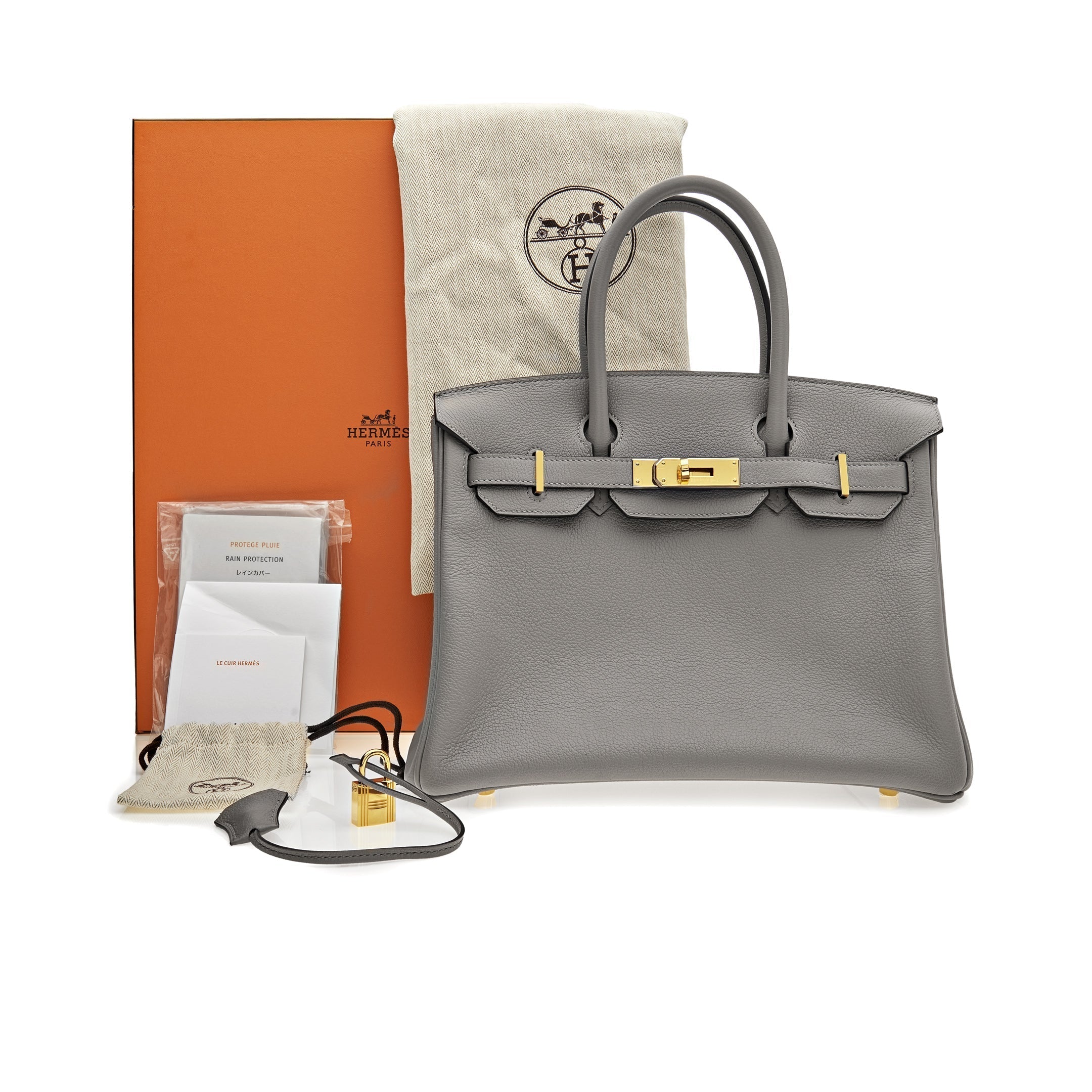 HRMS Birkin 30 Gris Togo Leather Gold Hardware - fashionupstore1