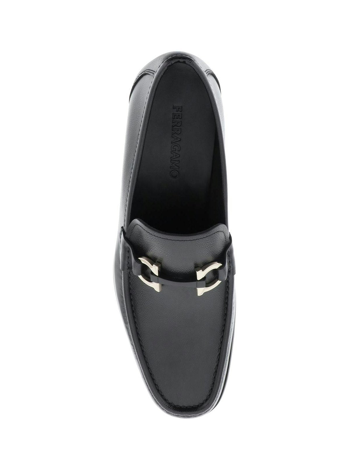 SALVATORE GRAINED LEATHER LOAFERS WITH GANCINI - fashionupstore1