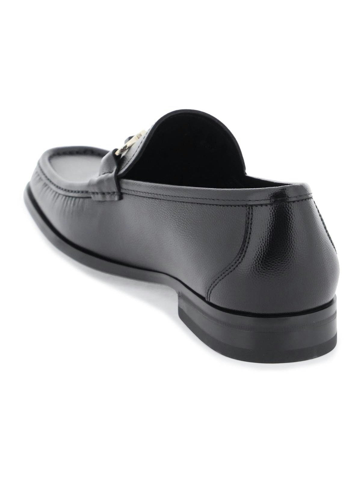 SALVATORE GRAINED LEATHER LOAFERS WITH GANCINI - fashionupstore1