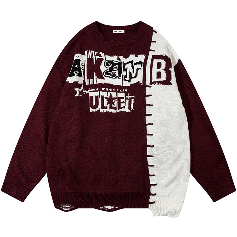 1984® Gothic Letter Color Block Sweater for Men - 1984brand