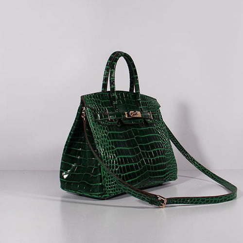 Hermes Birkin 30cm Crocodile Leather Bag With Strap Green Gold - fashionupstore1