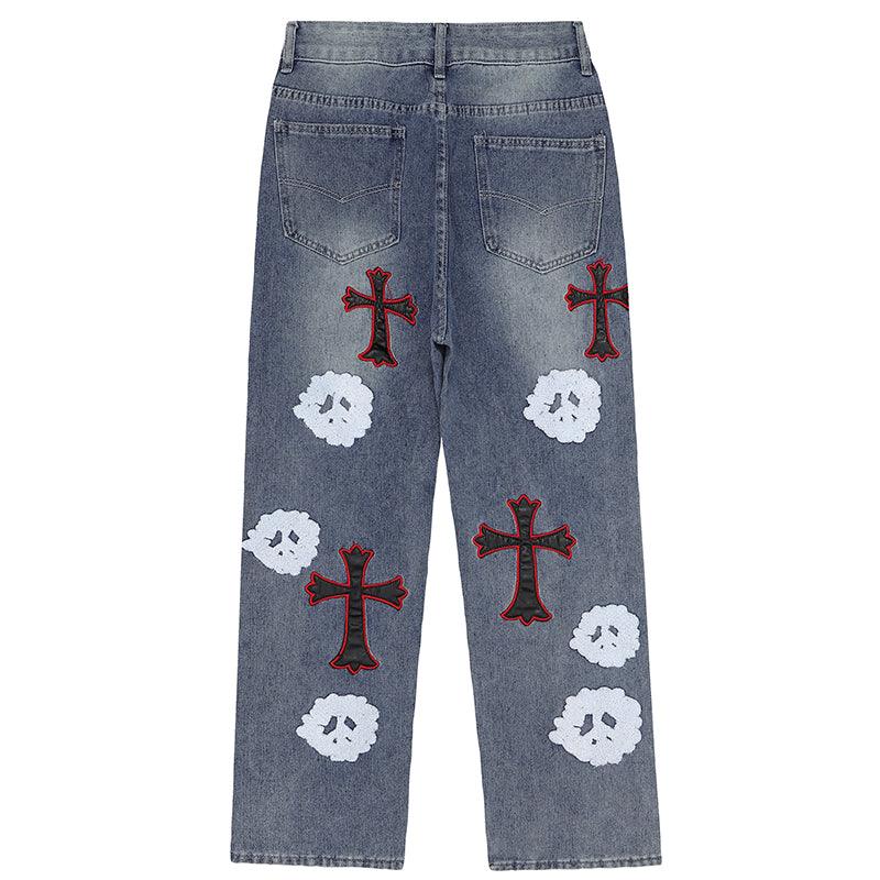 Fashionup Distressed Jeans Chrome Heart Ghost - fashionupstore1