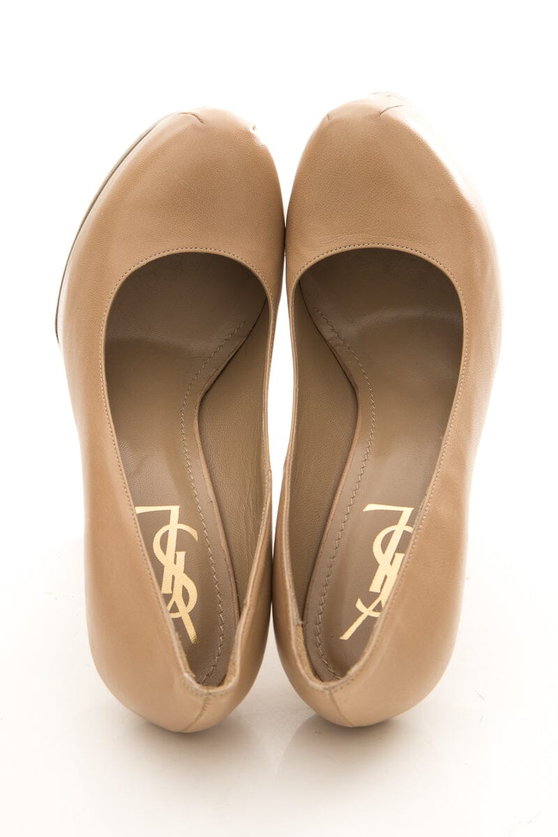 YSL Beige TRIP TOO Heels SZ 38.5 - fashionupstore1