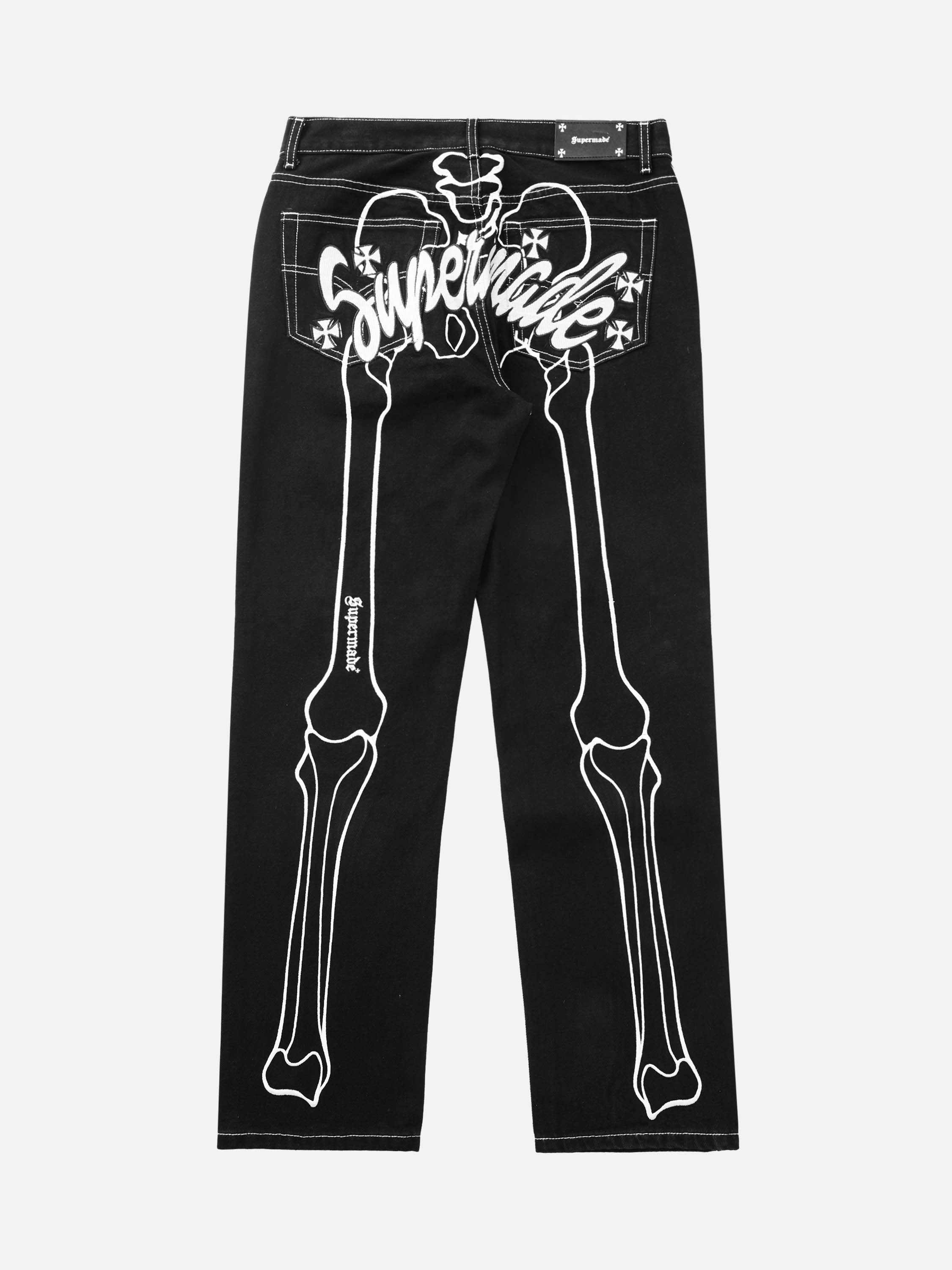 Fashionup Hip Hop Bones Embroidered Jeans - 1859 - fashionupstore1