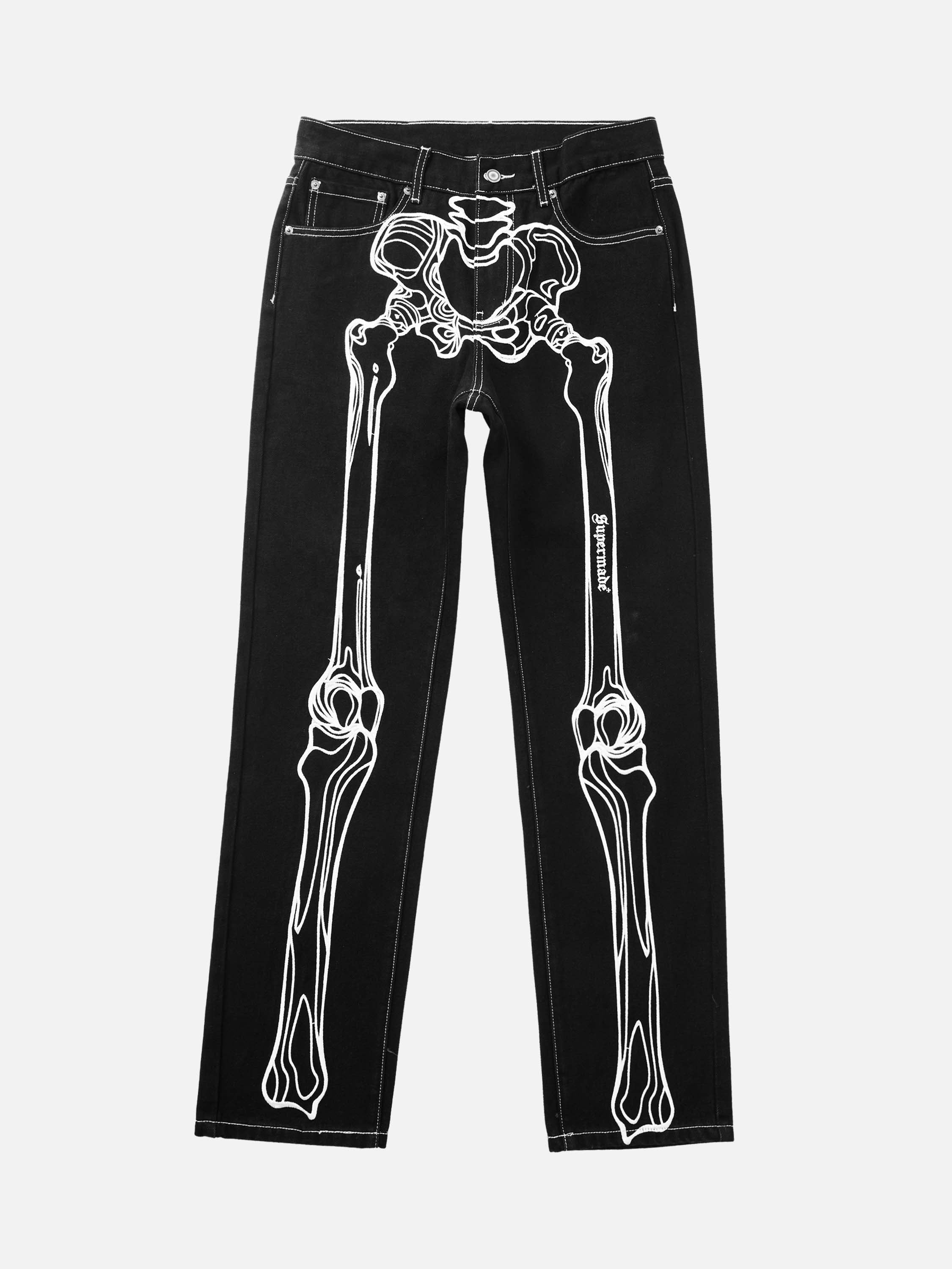 Fashionup Hip Hop Bones Embroidered Jeans - 1859 - fashionupstore1