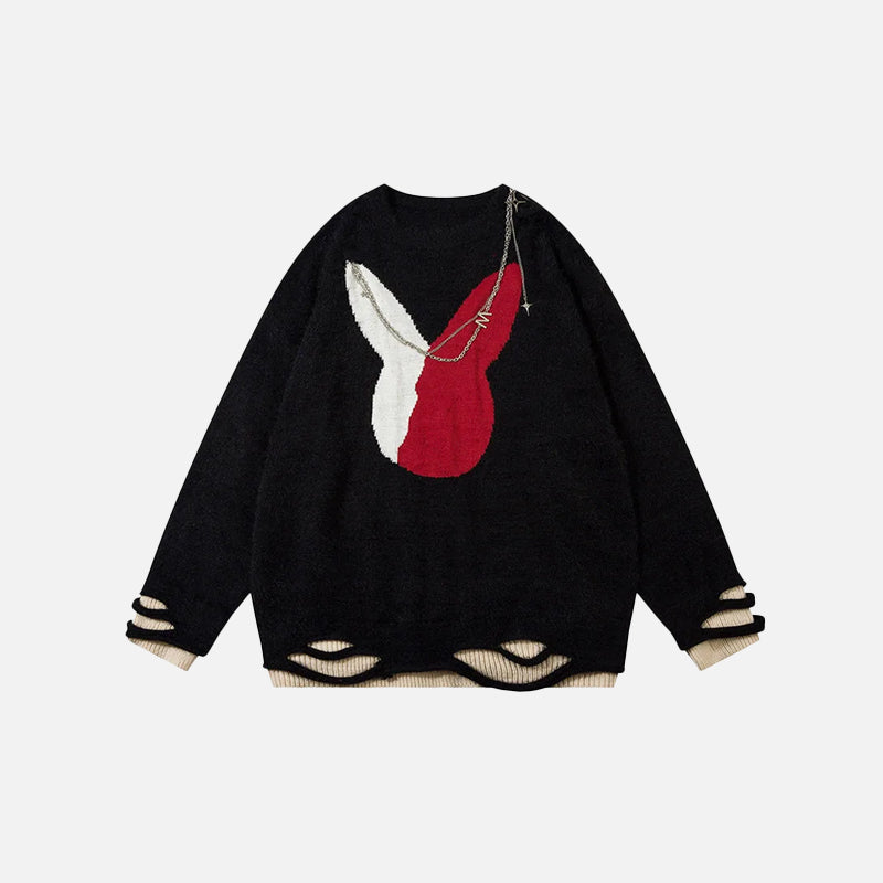 Rabbit Jacquard Chain Knitted Sweater - fashionupstore1