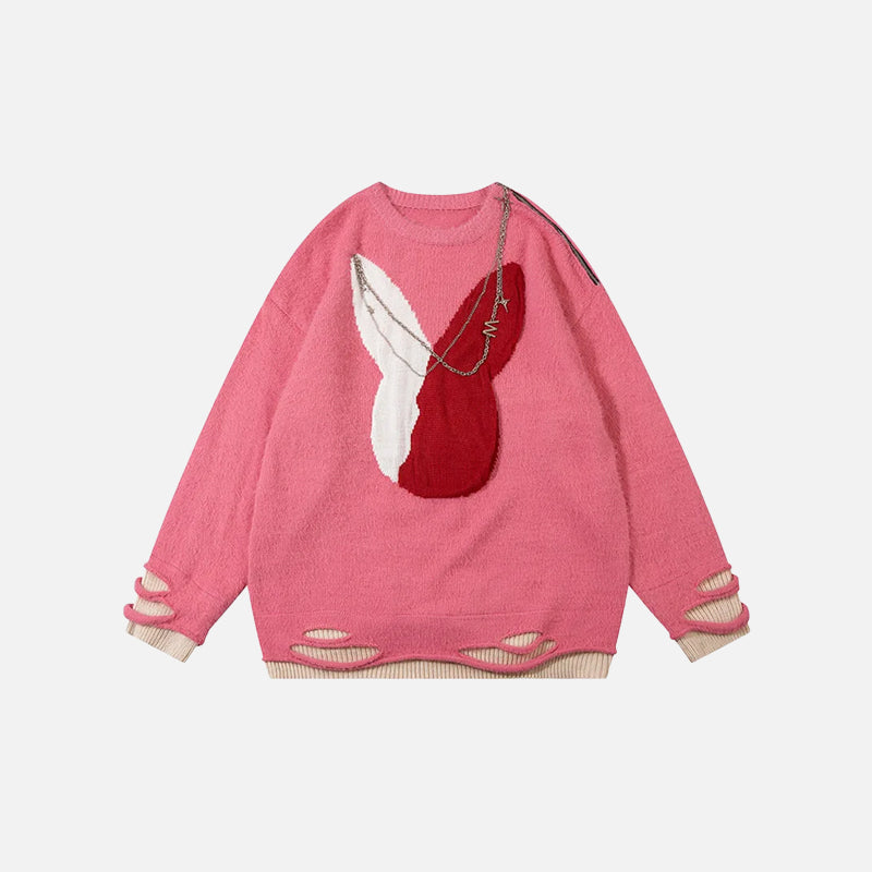 Rabbit Jacquard Chain Knitted Sweater - fashionupstore1