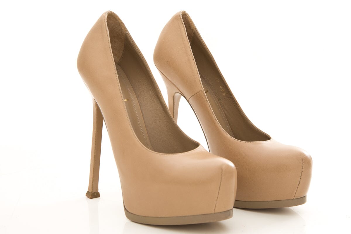 YSL Beige TRIP TOO Heels SZ 38.5 - fashionupstore1