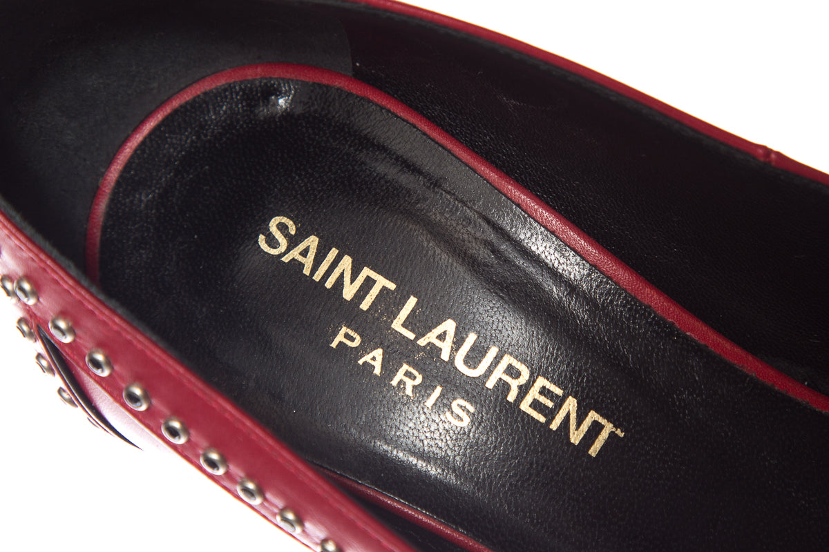 YSL Yves Saint Laurent Red Jeweled Lightning Heels SZ 36 - fashionupstore1