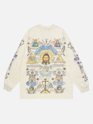 1984 American High Street Graffiti Long Sleeve T-Shirt - fashionupstore1