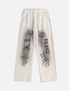 Fashionup American Style Spray Painted Letters Washed Casual Sweatpants - fashionupstore1