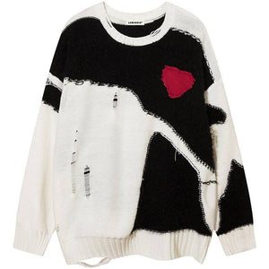 1984® Distressed Stitching Sweater Heart 1984brand