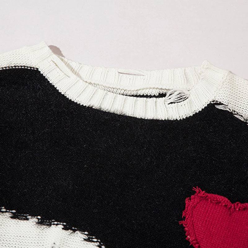 1984® Distressed Stitching Sweater Heart 1984brand