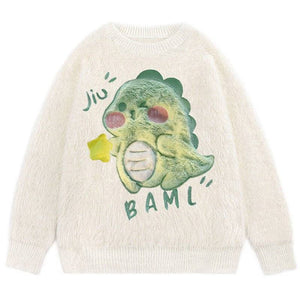 1984® Faux Fur Knit Sweater Dinosaur 1984brand