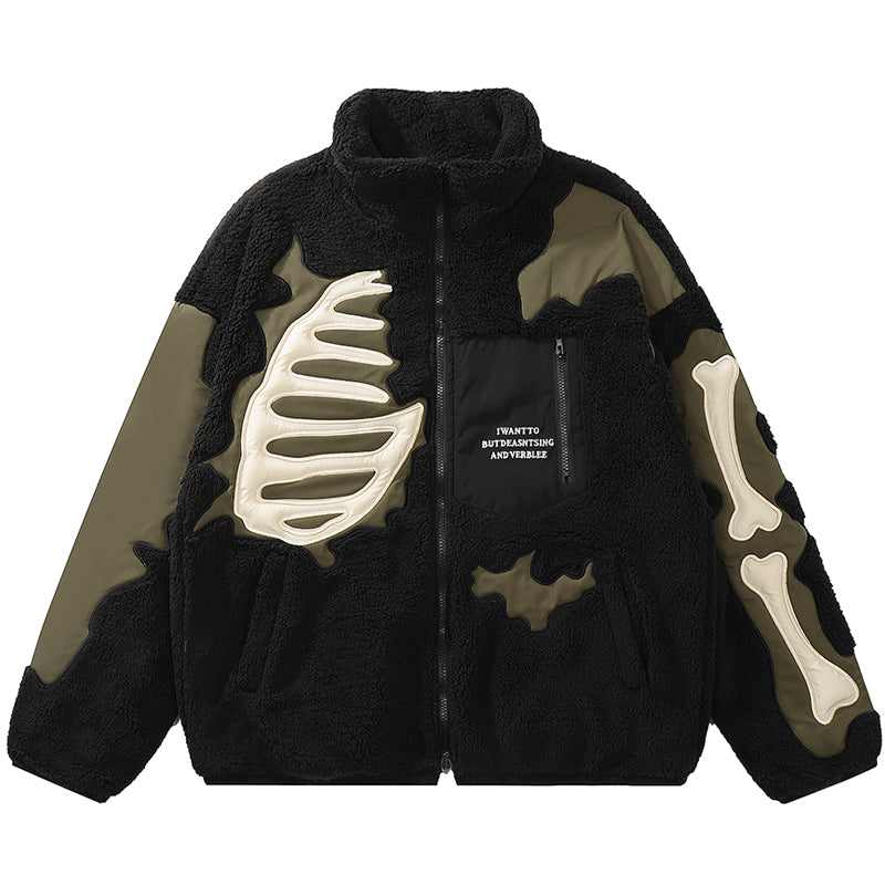 1984® Faux Fur Winter Coat Patchwork Skeleton 1984brand