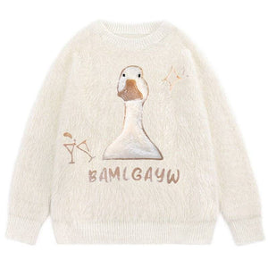 1984® Fluffy Knit Sweater Embroidery Goose 1984brand