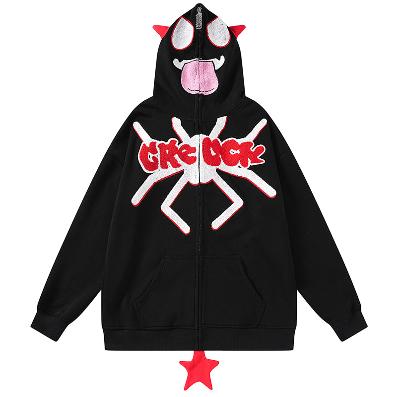 1984® Funny Devil Zipper Hoodie with Spider 1984brand