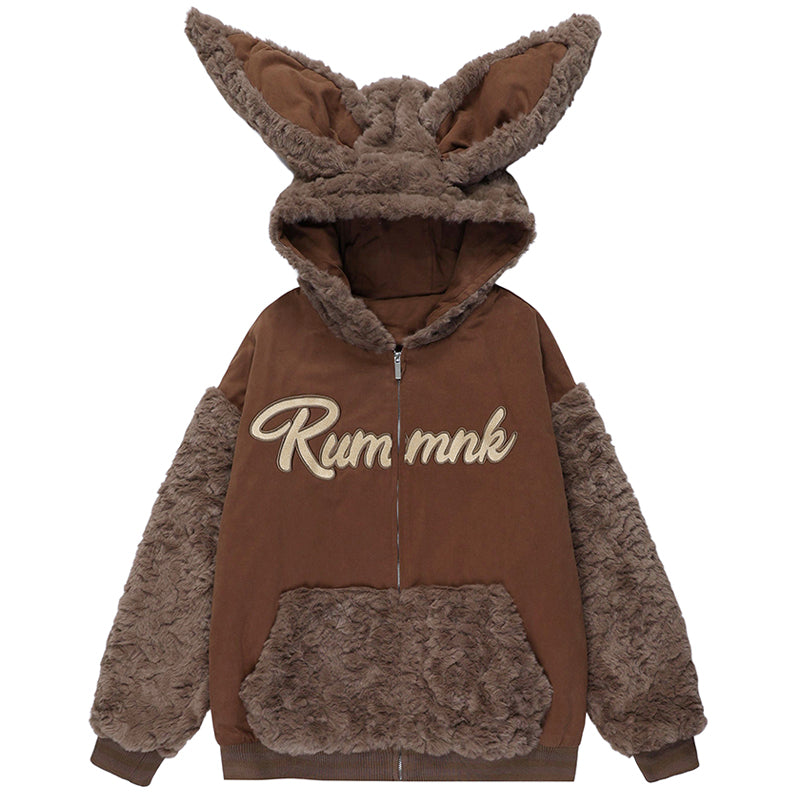 1984® Fuzzy Zipper Hoodie Coat with Rabbit Ear 1984brand