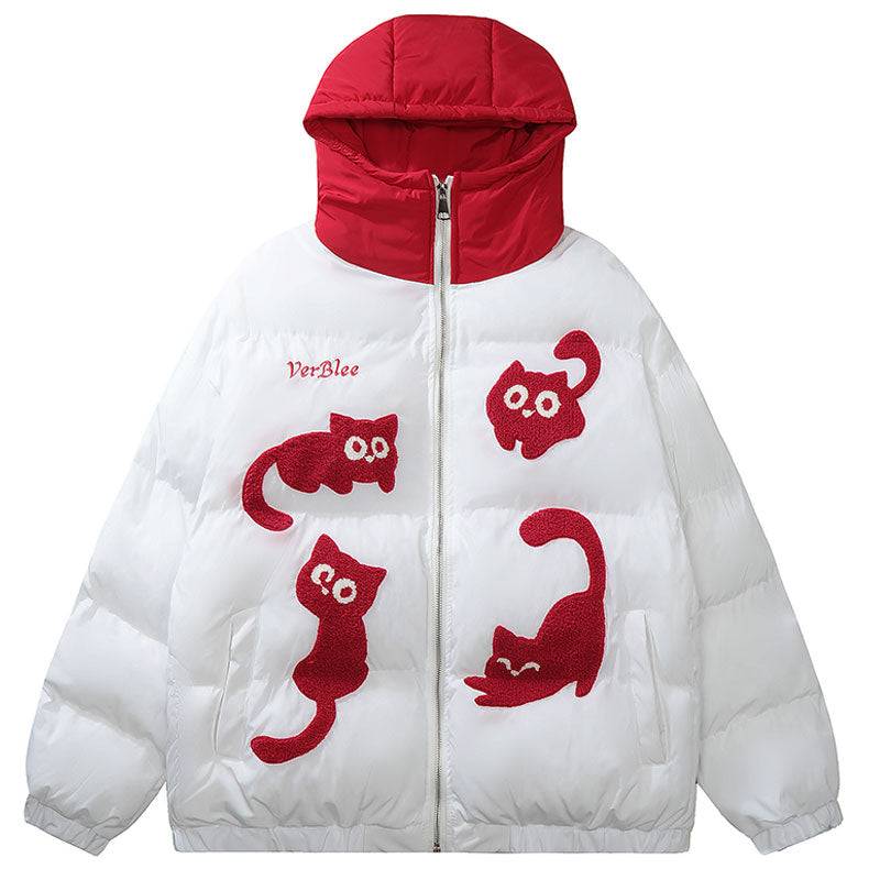 1984® Hooded Puffer Winter Coat Flocked Cats 1984brand