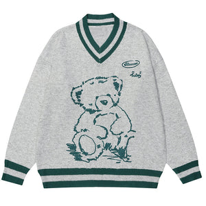 1984® V Neck Knit Sweater Teddy Bear 1984brand