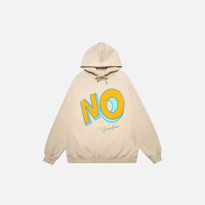 "No" Letter Print Loose Hoodie - fashionupstore1