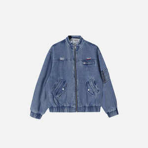 Y2k Washed Cowboy Zip-up Jacket - fashionupstore1