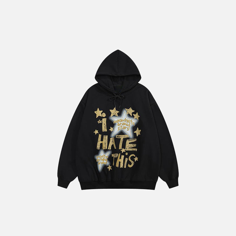 "I Hate This" Letter Print Hoodie - fashionupstore1