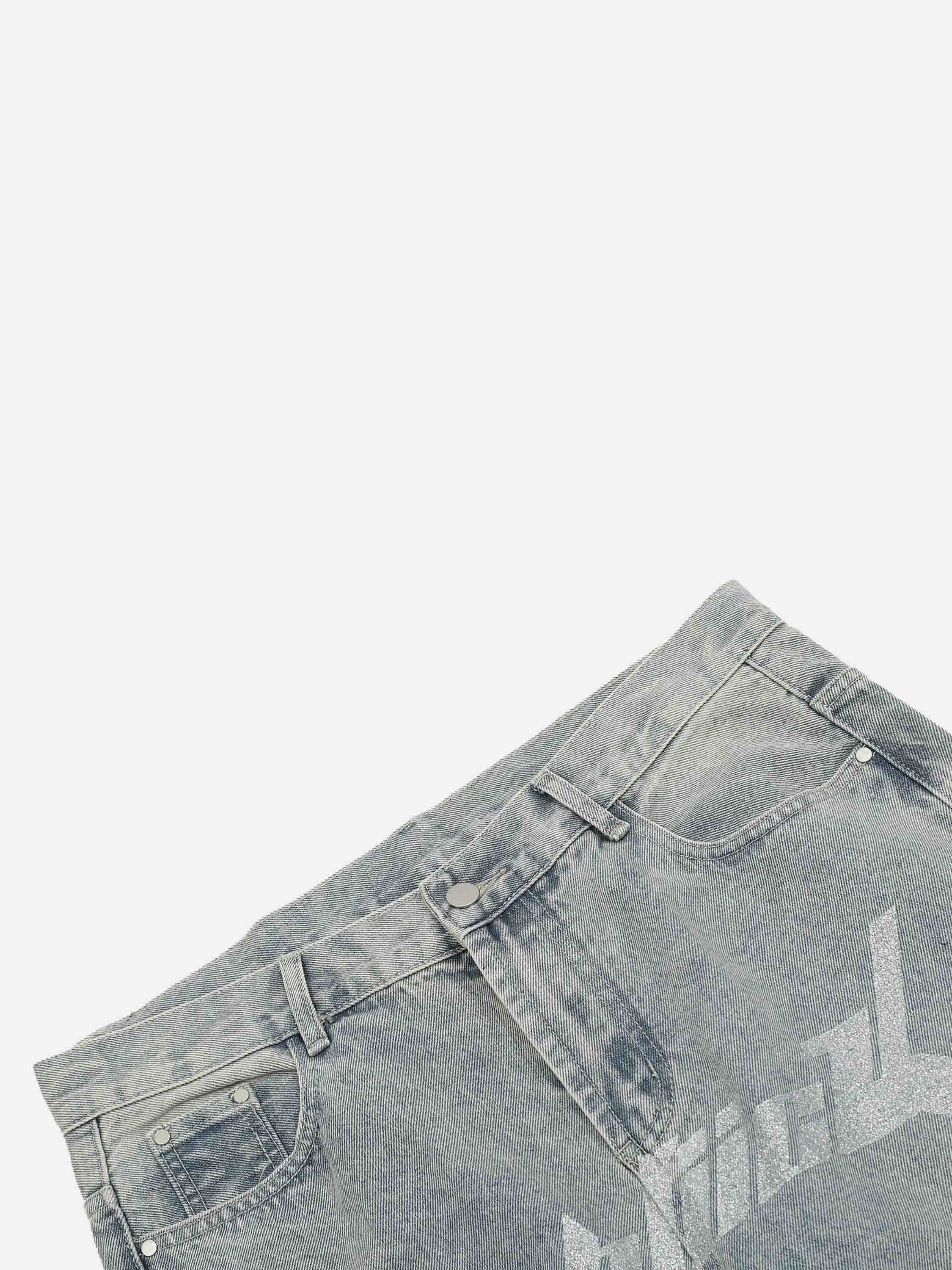 Fashionup Dark Letter Print Jeans - fashionupstore1