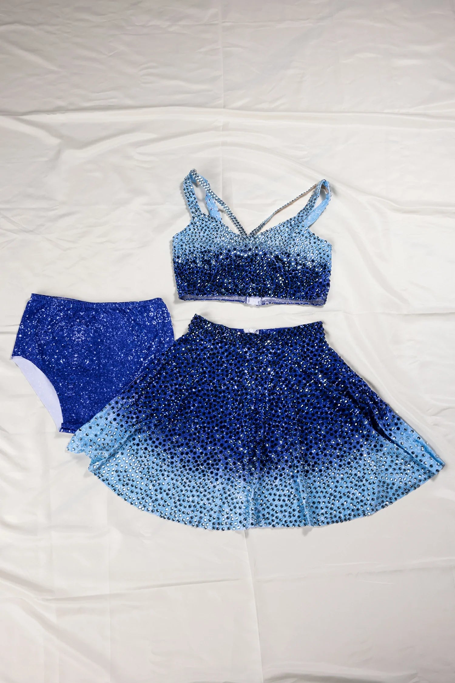 Pre-Sale Blythe Blue Rhinestone 3 Piece Skirt Set - fashionupstore1