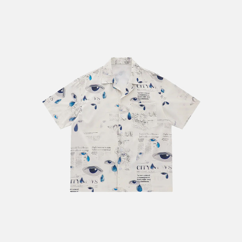 Y2K Eye Print Loose Shirt - fashionupstore1