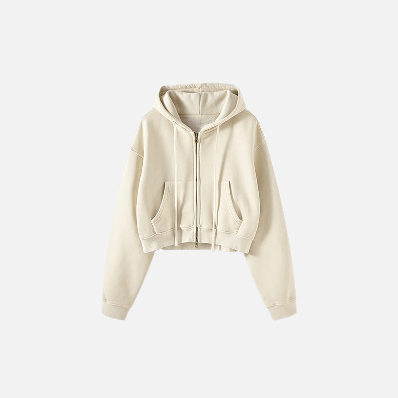 Women's Fleece Zip-up Cropped Hoodie - fashionupstore1