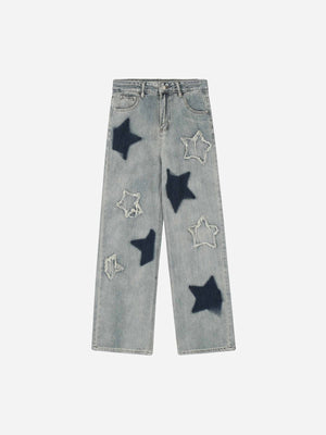 1984 Airbrushed Pentagram Applique Jeans - 1656 - fashionupstore1