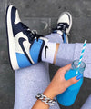 Custom Blue Black White Jordan 1 High Q AJ1 Obsidian UNISEX ( Customs And Box ), Jordan 1 Sneakers FREE SHIPPING WITH FEDEX luxurysteps