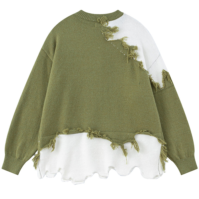 1984® Distressed Knit Sweater Irregular Hem - 1984brand