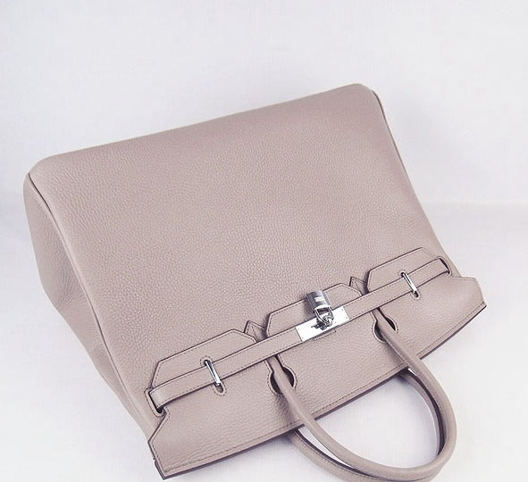 Hermes Birkin 35cm Togo Leather Handbags 6099 Grey Silver - fashionupstore1