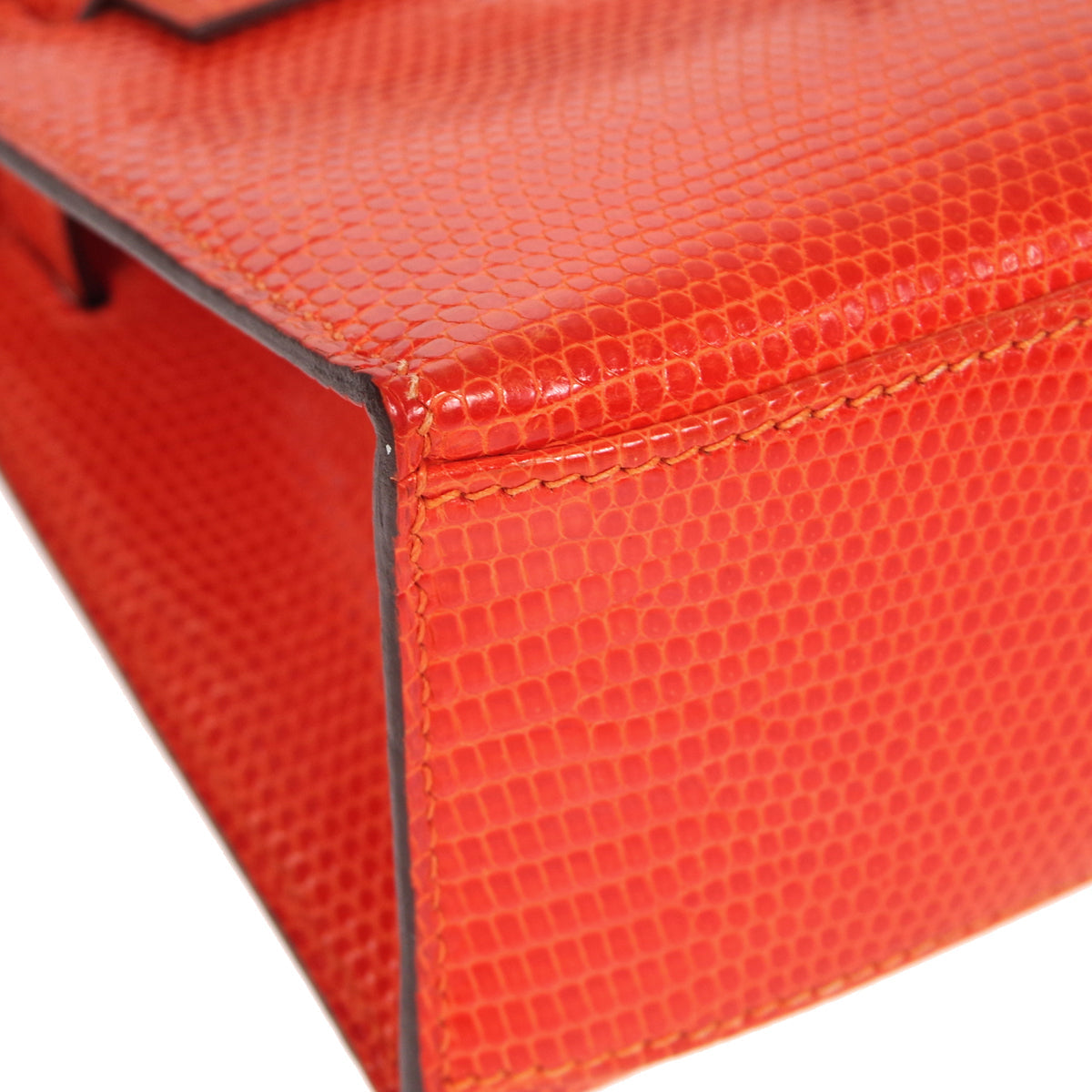 HMS * POCHETTE KELLY Handbag Orange Lizard - fashionupstore1