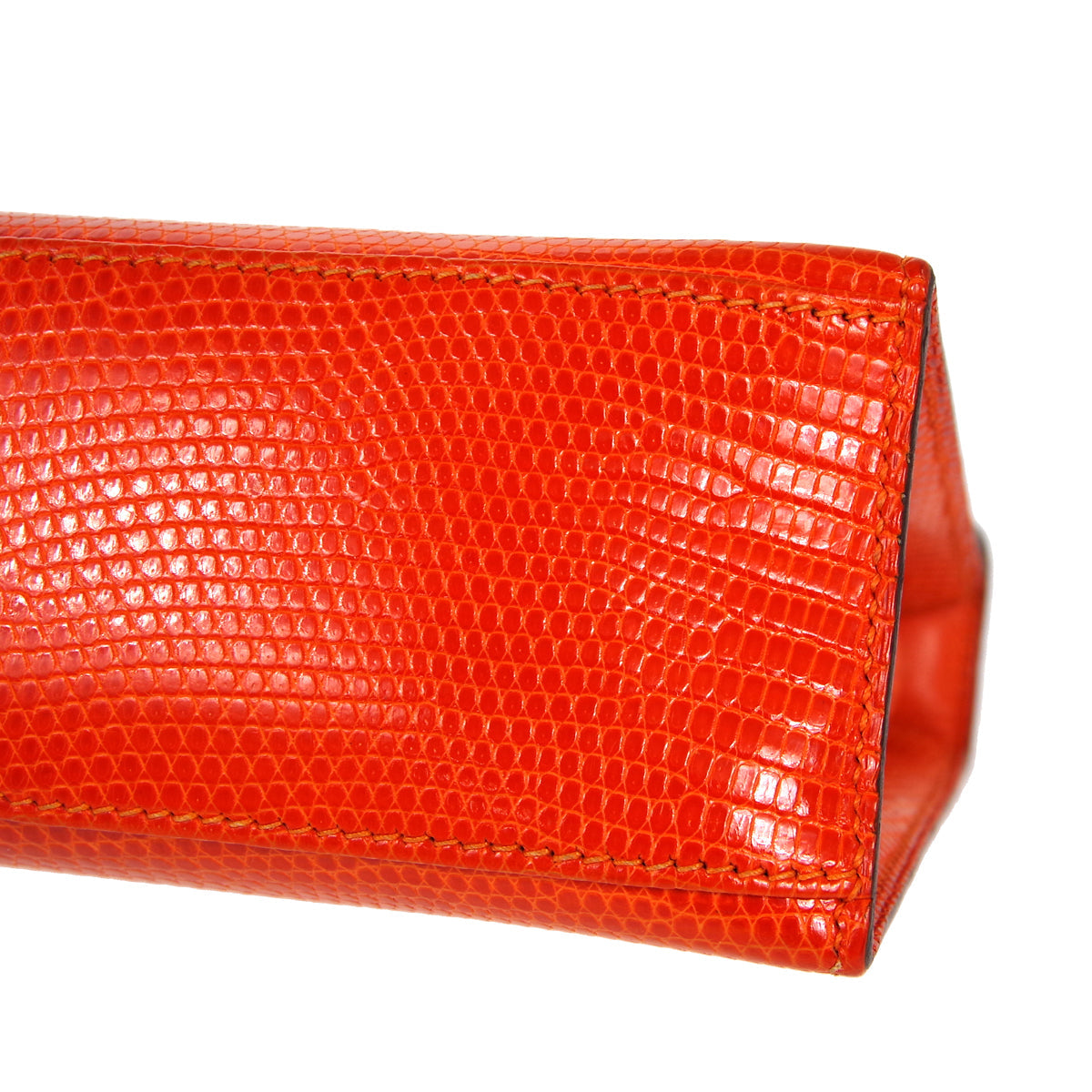 HMS * POCHETTE KELLY Handbag Orange Lizard - fashionupstore1