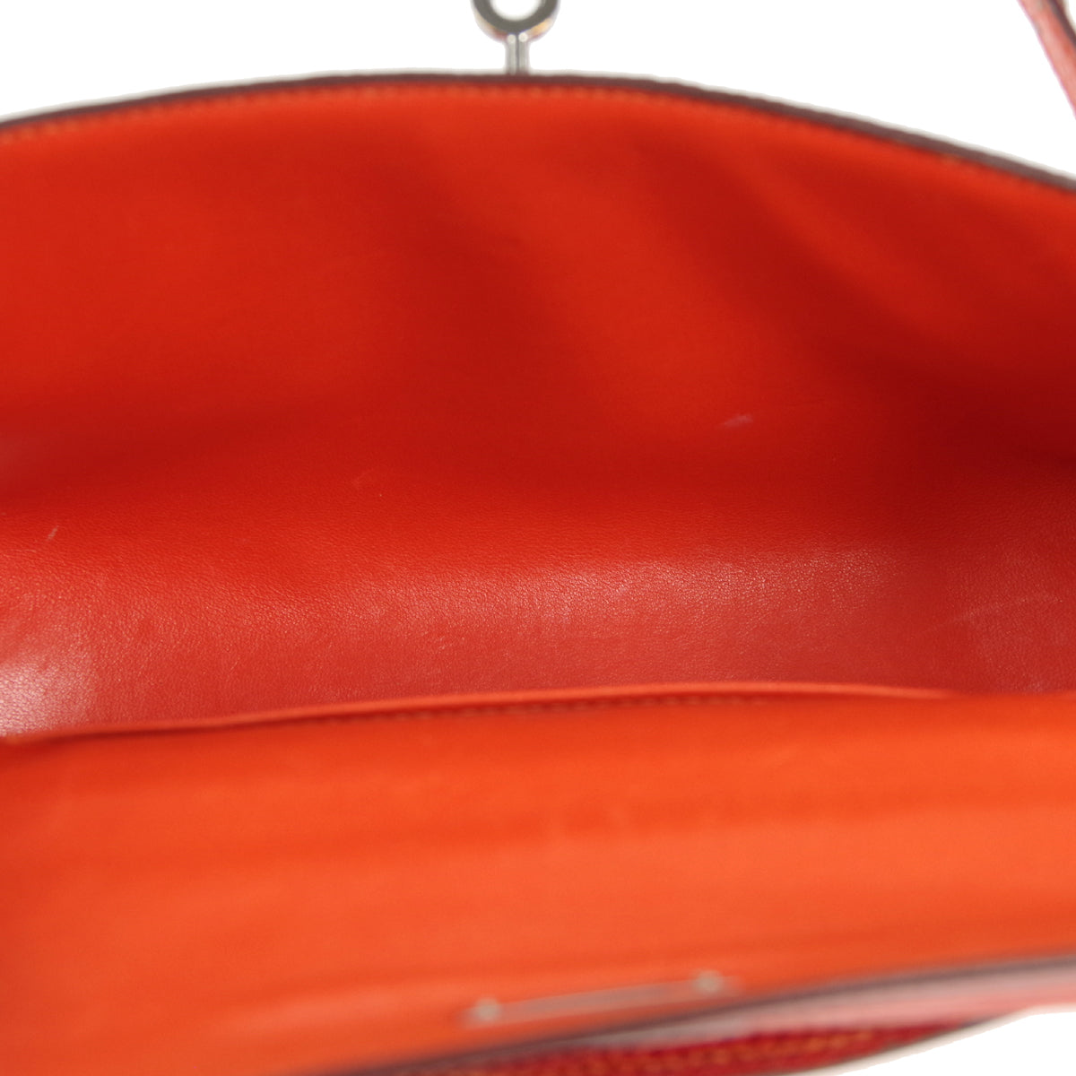 HMS * POCHETTE KELLY Handbag Orange Lizard - fashionupstore1